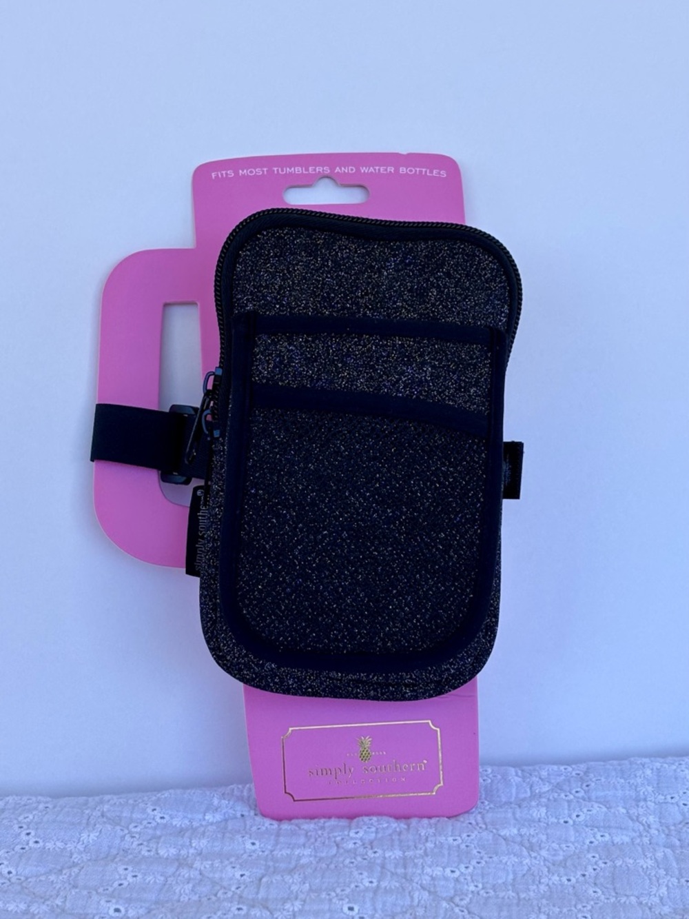 Simply Southern Mini Crossbody Bag Black Glitter with Pink Accent - Picture 16 of 17